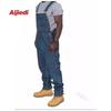 Men's Cross-border Denim Jumpsuit with Multiple Pockets - Dark Blue/Light Blue Workwear Overalls