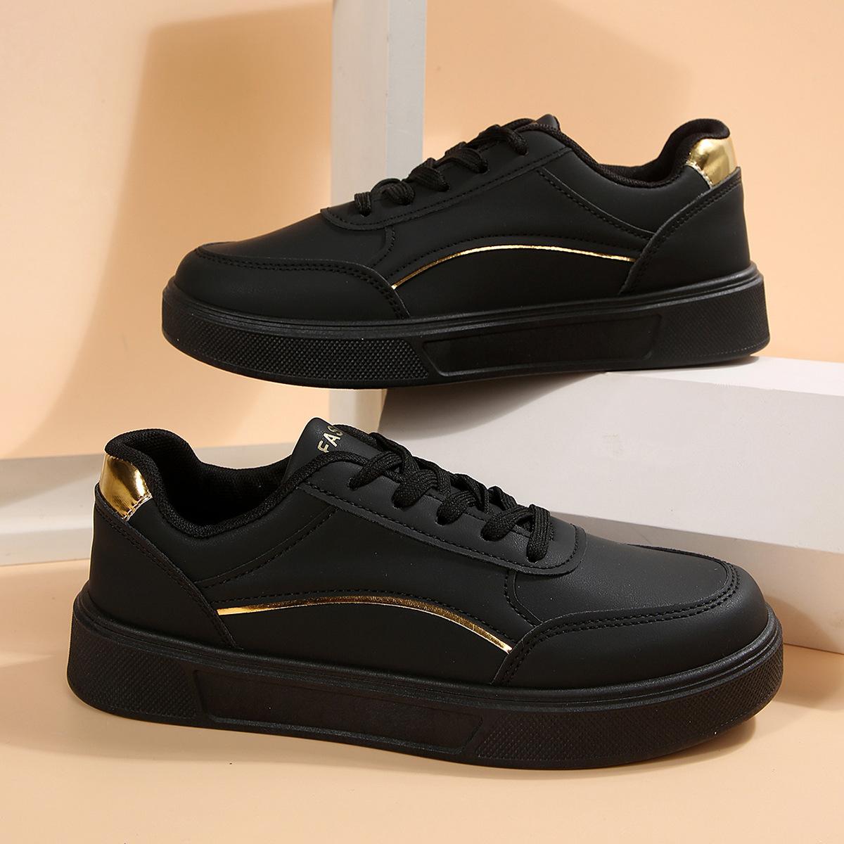 Повседневная обувь кожаная поверхность Популярная европейская и американская обувь 36 чёрный