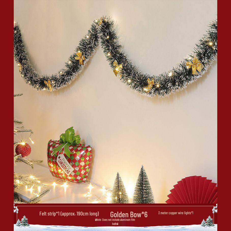 Christmas Decoration Garland: Ribbon, Leaves, Snowflakes, Tinsel, for Windows and Trees.