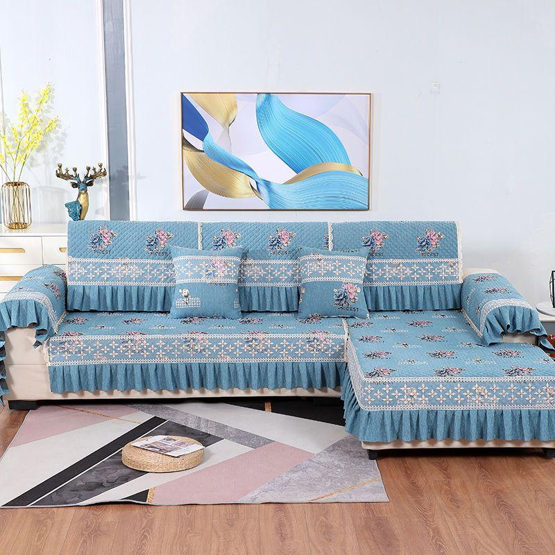 Žakárový Luxusní Potah na Pohovku Potahy na Pohovku Vynikající Polštář na Pohovku Krajka Skládaný Vertikální Protiskluzový Vzor Hostel Domácí Dekorace Ručník na Pohovku