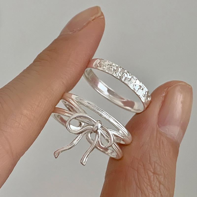 Trendy Open Adjustable Bow Knot Geometric Ring for Women
