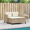 VidaXL Garden Sofa 2 Seater with Stools, Patio Seat, Outdoor Backyard Balcony Terrace Furniture, Beige 365794