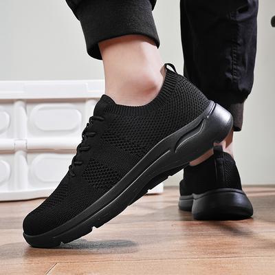 Sommer atmungsaktive Mesh-Schuhe Fly-Woven Mesh leichte weiche Sohle rein schwarz große Größe Freizeit Sport trendige Schuhe