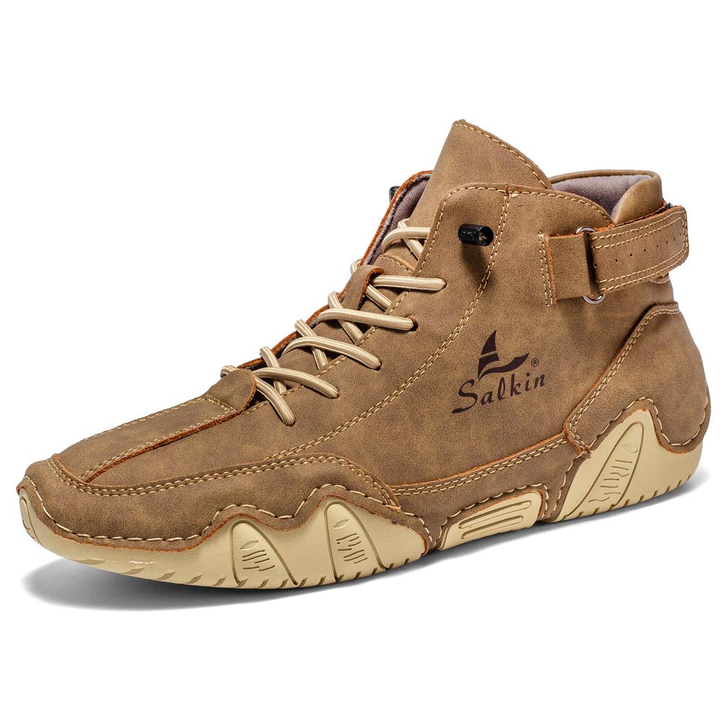 New 2025 Handmade Leather Casual Men Shoes Design Sneakers Man Breathable Leather Shoes Men Ankle Boots Outdoor