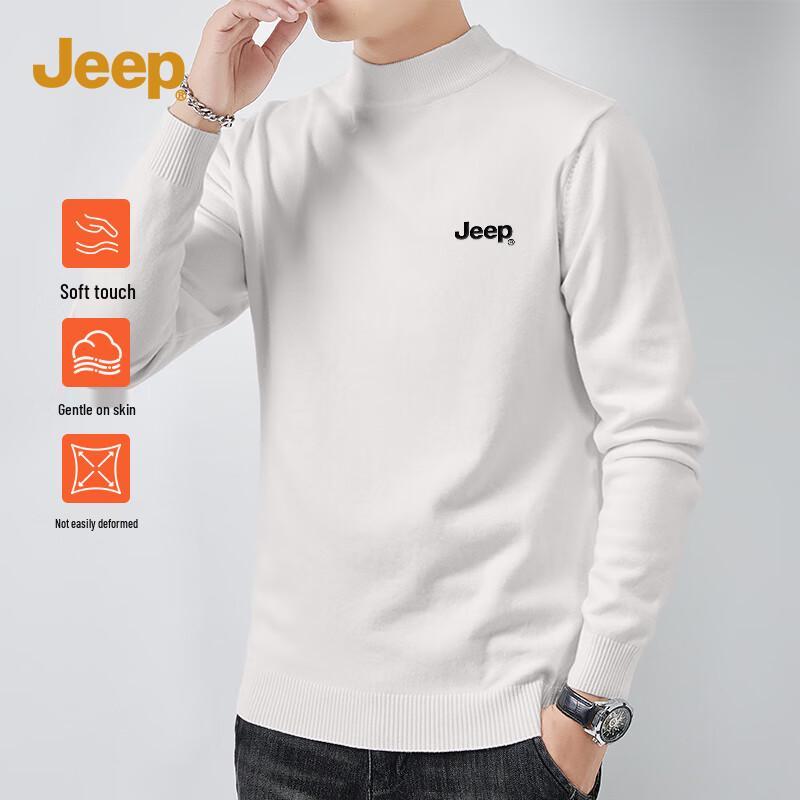 Jeep Men's Heavyweight Semi-High Collar Pullover Knit Sweater