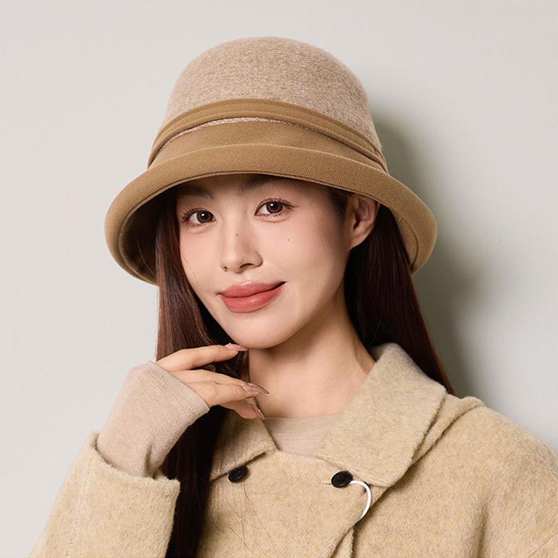 Fisherman Hat Women's Autumn Winter Wool Stitching Warm Hat