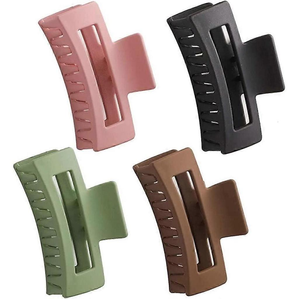 Haarklammern Quadratisch Rutschfest Fangspange Starker Halt Haarkiefer-Accessoires für Damen Mädchen 4 Stück, Haarkieferklammern grün+pink+kaffee+schwarz)(4 Stück