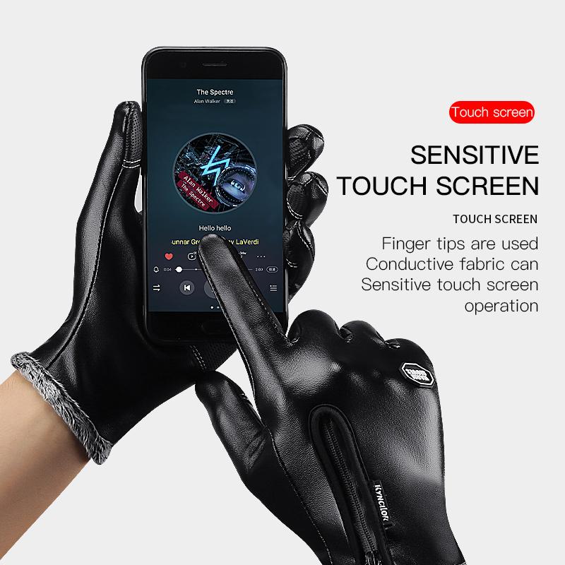 Autumn and Winter Cycling Gloves Warm Windproof Touch Screen Sports Ski Snowmobile Gloves Men's Black