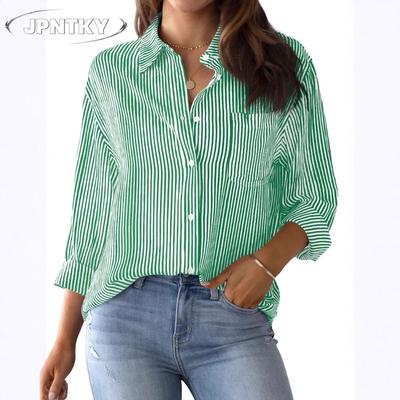 JPNTKY Women's Fashion Casual  Long Sleeve POLO Neck Blouses & Shirts Unique Design