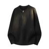 Men's Casual Ribbed Knit Sweater - Autumn/Winter Round Neck Loose-Fit.