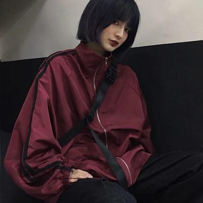 Oversize Jacken Damen Harajuku Sonnenschutz Koreanischer Windbreaker Jacke Mantel Reißverschluss Streetwear Frühling Herbst Oberbekleidung
