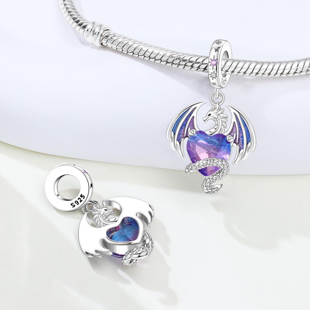 Orstarry S925 Silver Charm Cute Birds Exquisite Phoenix Dragon Pendant For Bracelet DIY Jewelry Making Women Gift