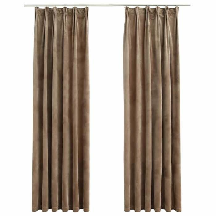 VidaXL Blackout Curtains with Hooks 2 Pcs Velvet Beige 140x225 Cm