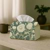 1pc Botanical Vintage Elegant Tissue Box - White Chrysanthemum Green, Office, Parties, Car for Living Room, Kitchen, Events - Decorative Desk Decor, H
