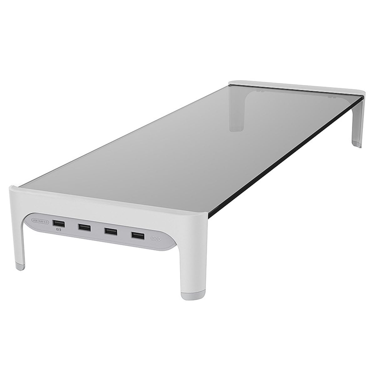 

Tempered Glass Computer Monitor Stand with Fast Charging USB Multifunctional Monitor Desk 40kg Weight Laptop Desk Desktop Improves Port, Stand, Stand, белый