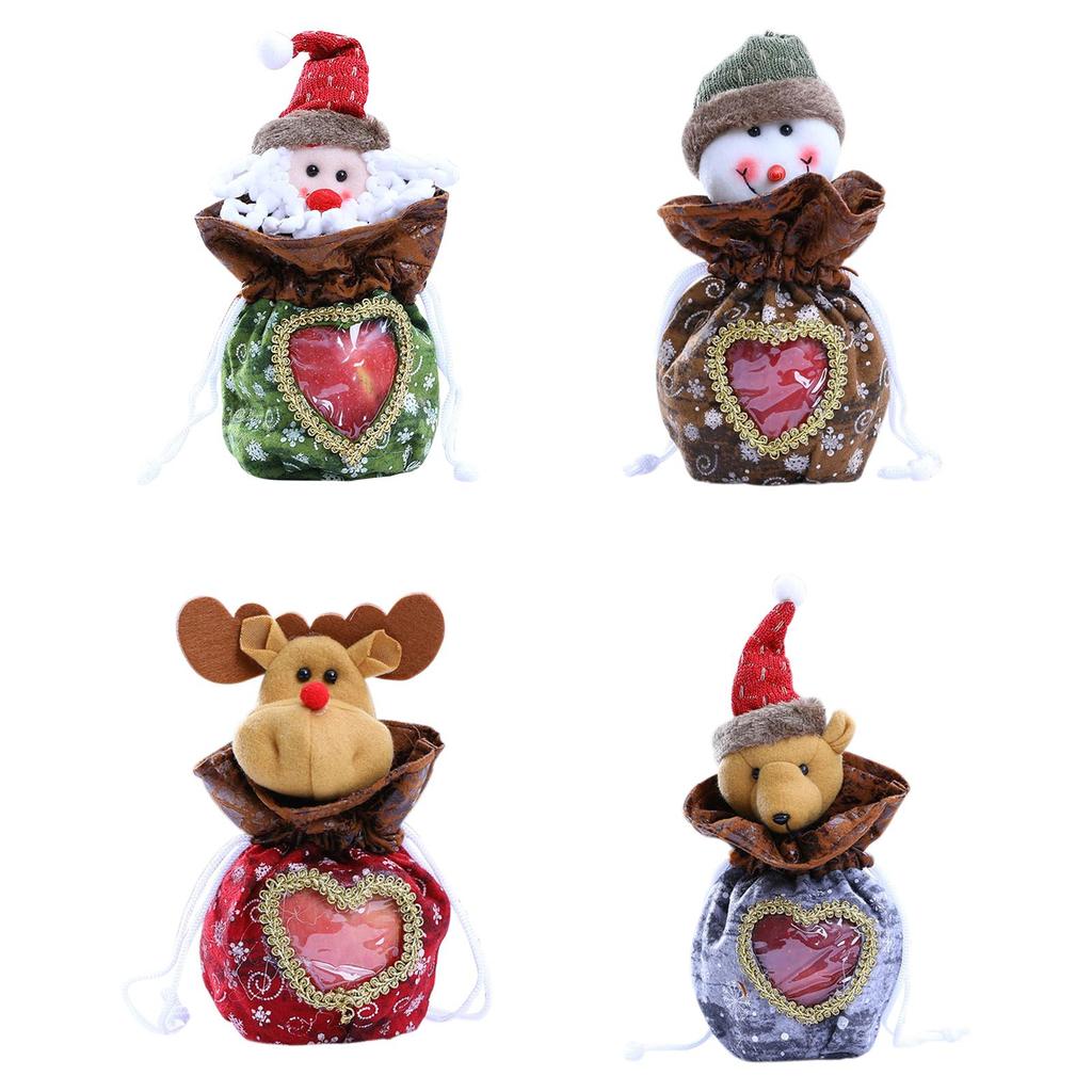 Set of 4 Festive Holiday Embellished Mini Pouch