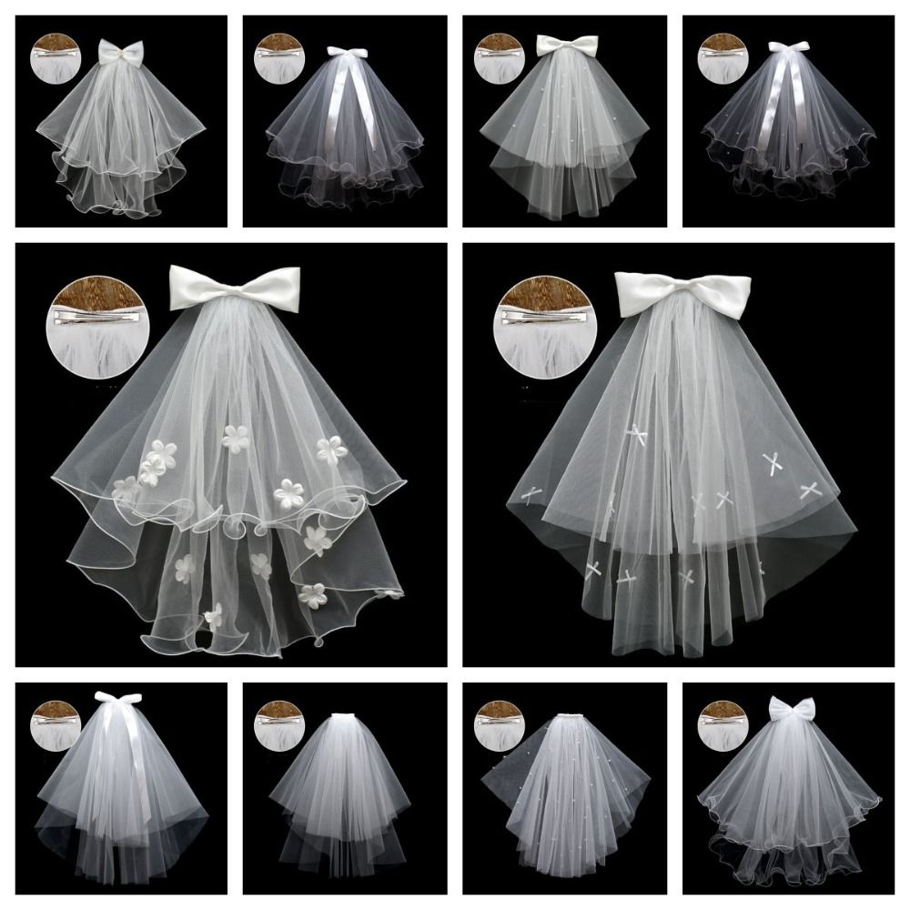 Flower Bridal Veil Pearl Wedding Gauze Wedding Marry Veil  Bride Accessories