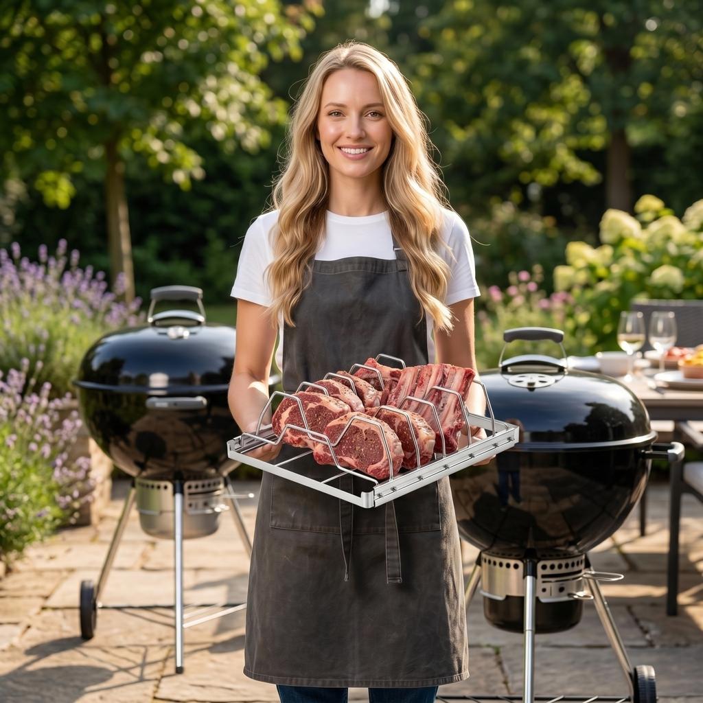 Stojak ze stali nierdzewnej na żeberka do grillowania BBQ Stojak na mięso na żeberka wołowe żeberka wieprzowe żeberka jagnięce oraz stojak na kurczaka do grillowania na świeżym powietrzu