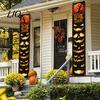 Festive Home Decor Halloween Porch Sign Banner, Pumpkin Ghost Party Awning Hanging Wall Decorative Holiday Banner Door Decoration, Front Wreath