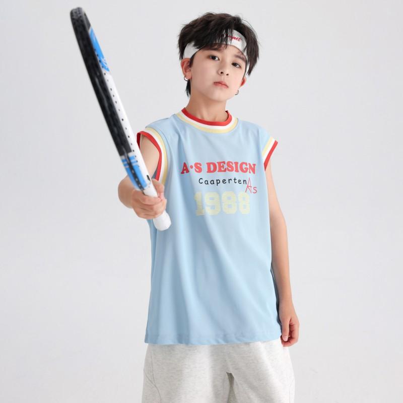 Boys Color Block Sleeveless Sport T-Shirt Loose Fit Tank Top Kids