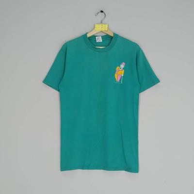 Vintage koszulka promocyjna z grafiką Jerzees USA z lat 90. Zielona koszulka Jerzees Unisex Rozmiar M