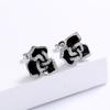 Newest Jewelry Enamel Drip Oil Color Black Color Flower Earring  Silver Birthday Party Simple Jewelry Gift For Ladies
