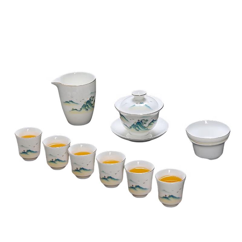 Yunyán Dehua Porcelain Mutton-Fat Jade 10-Piece Tea Set