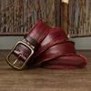 Cintura in Vera Pelle da Uomo 3,3 cm Cinturino di Lusso Cintura Maschile Nuova Moda Pelle di Mucca Pura Fibbia in Rame Selvaggio Classico Retro Alta Qualità