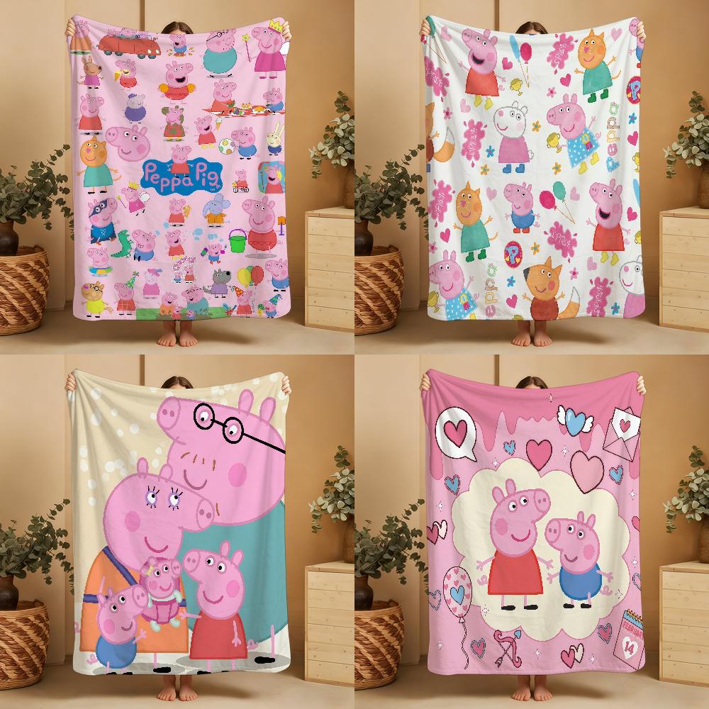 P-PeppaS-ES Blanket Throw Super Cosy Plush Living Room Sofa Couch Childish Birthday P-PigS Gifts