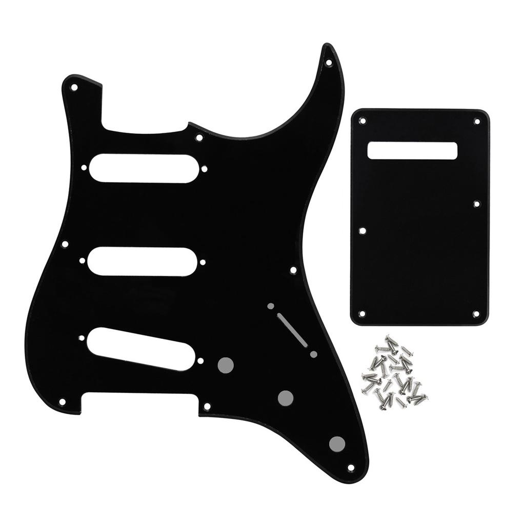 FLEOR Set of Vintage 8 Holes ST Pickguard SSS Guitar Back Plate & Screws for Electric Guitar Parts, 7 Colors Choose