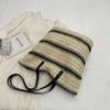 Contrast Color Tote Bag Women's Large Capacity Shoulder Bag Beach Straw Woven Bag