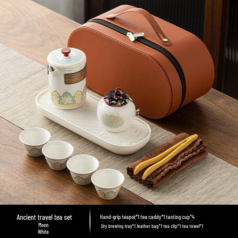 Portable Travel Kung Fu Tea Set: Outdoor Camping Quick Cup & Teapot for Business Gift