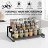 Kitchen Organization Rack Retractable 3-Tie Spice Rack, Heavy Duty Carbon Steel Condiment Organizer, Multi Purpose Display Shelf Space Saving