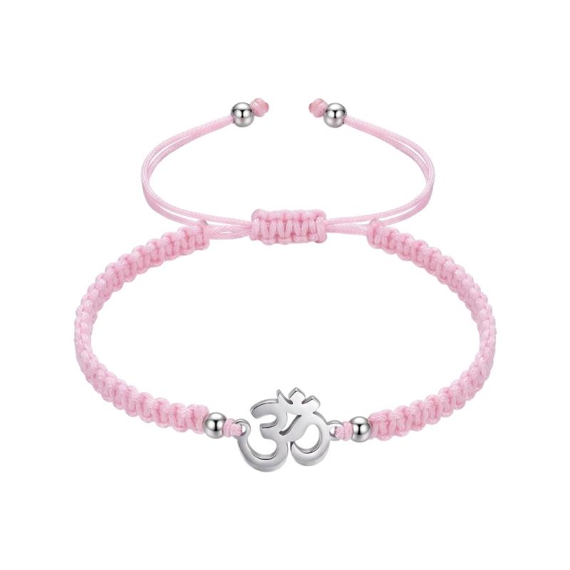 Symbool Hanger Verstelbare Gevlochten Armband, Schuifknoop Polsketting voor Casual Dagelijkse Styling met Stalen Detail