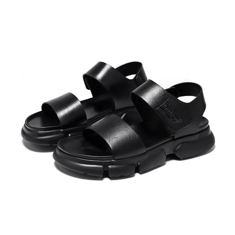 2025 Men's Cool Outdoor Slippers Men's Hollow Out Summer Sandals Leather Thick-soled Beach Shoes Non-slip Handmade Sandals