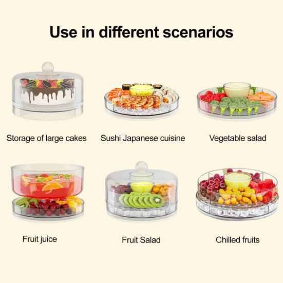Drehbarer Lebensmittelaufbewahrungsbehälter Große Kapazität 4 Fächer BPA-frei Staubdicht Früchte Gemüse Salat Organizer Tablett