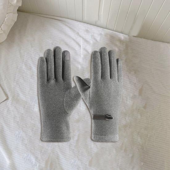 1 par varme vinterhansker Plysjfôr elastisk vindtett kaldt vær fullfinger herre berøringsskjermhansker
