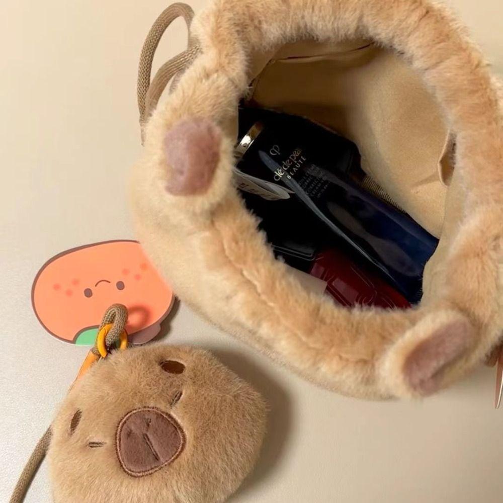 Plüschtier Capybara Kordelzug Beutel Große Kapazität Cartoon Umhängetasche Niedliche Puppentasche Kinder