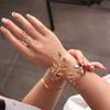 Open Armband Ring Set Gold Jewelry Set Fashion Leaf Upper Arm Cuff Bridal Accessories