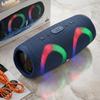 Bluetooth reproduktor (válcový design), modrá látková povrchová úprava, RGB světelné efekty, odolné a přenosné, výkonný zvuk, úžasné vizuální efekty