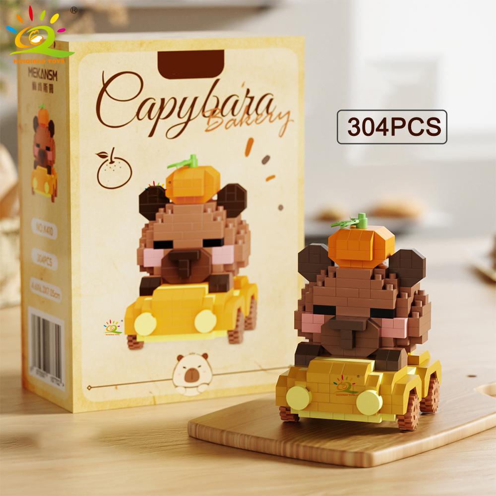 MOC Capybara Cavy Animal Micro Building Block Guinea Pig Mini Diamond Model Brick Toy for Children Desk Decor.