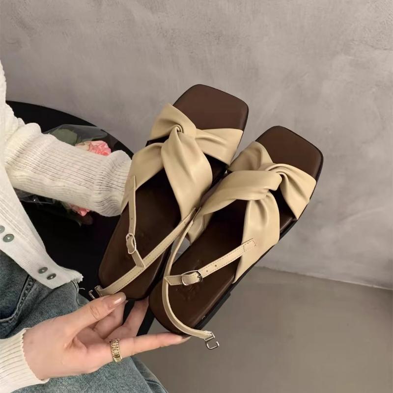 2025 Women Summer New Fashion Slippers with Square Toe Casual Luxury Roman High Quality Slippers for Women