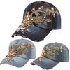 Damen Prägung Blume Denim Baseballkappe Sommer Strass Snapback Jeanshut