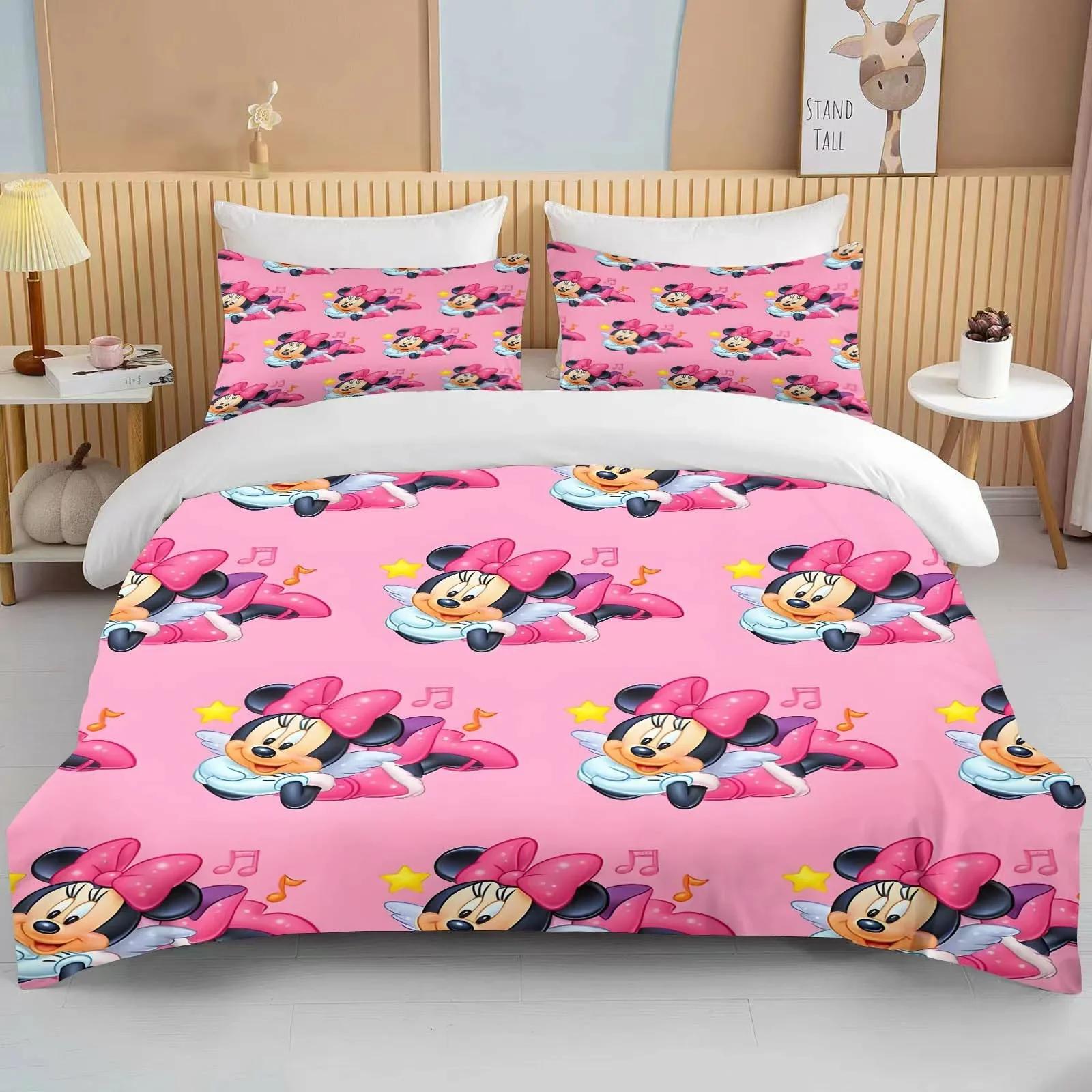 

Minnie Mouse Bedding Sets Soft Comforter Cover Bed Cover Duvet Cover Pillow Case 2-3 Pieces Sets Bedroom Decoration EU Super king260x220
