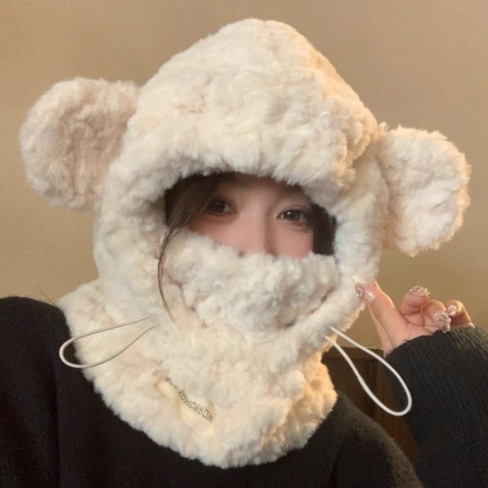 Ear Protection Winter Plush Hat Windproof Girl's Hat Hooded Scarf Fashion Earflap Bonnet Hat