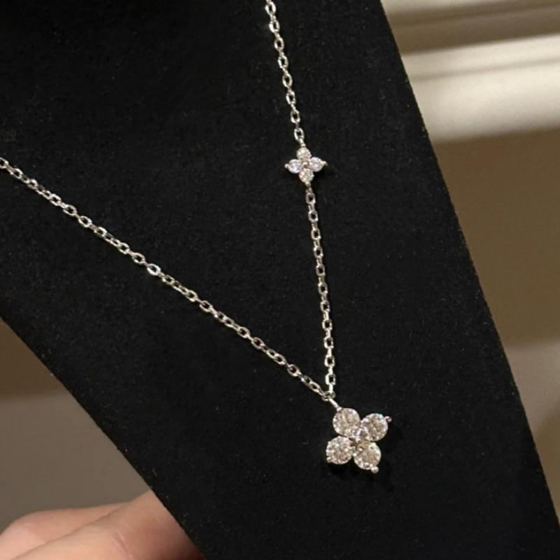 Light Luxry Flower Inlaid Zircon Necklace for Women 2026 New Trend Chain Neckalce Party Jewelry Gifts