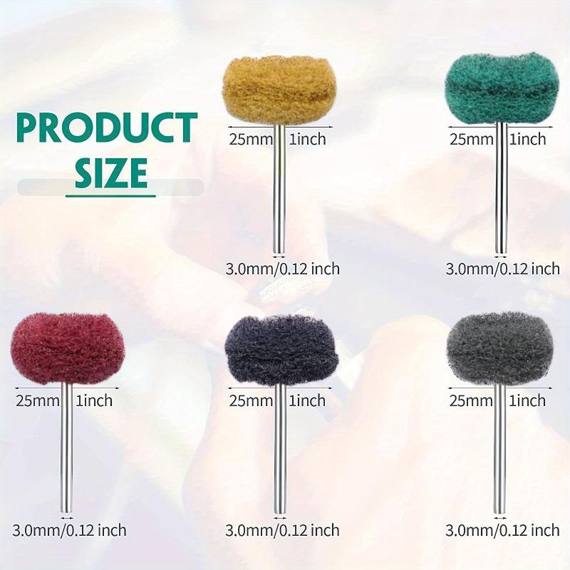 100Pcs Abrasive Buffing Wheels Shank Grit Scouring Pad Abrasive Wheel for Power Rotary Tool Rust Removal Polishing