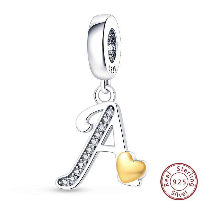 26 English Letter Series Copper Gold Heart-Shaped Design Charms Beads 3Mm Diy Fine Jewelry Making