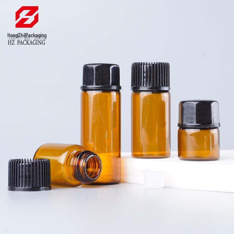Amber Sample Bottles with Screw Caps, 1mL To 5mL - Essential Oil Decanting and Trial Size Glass Containers