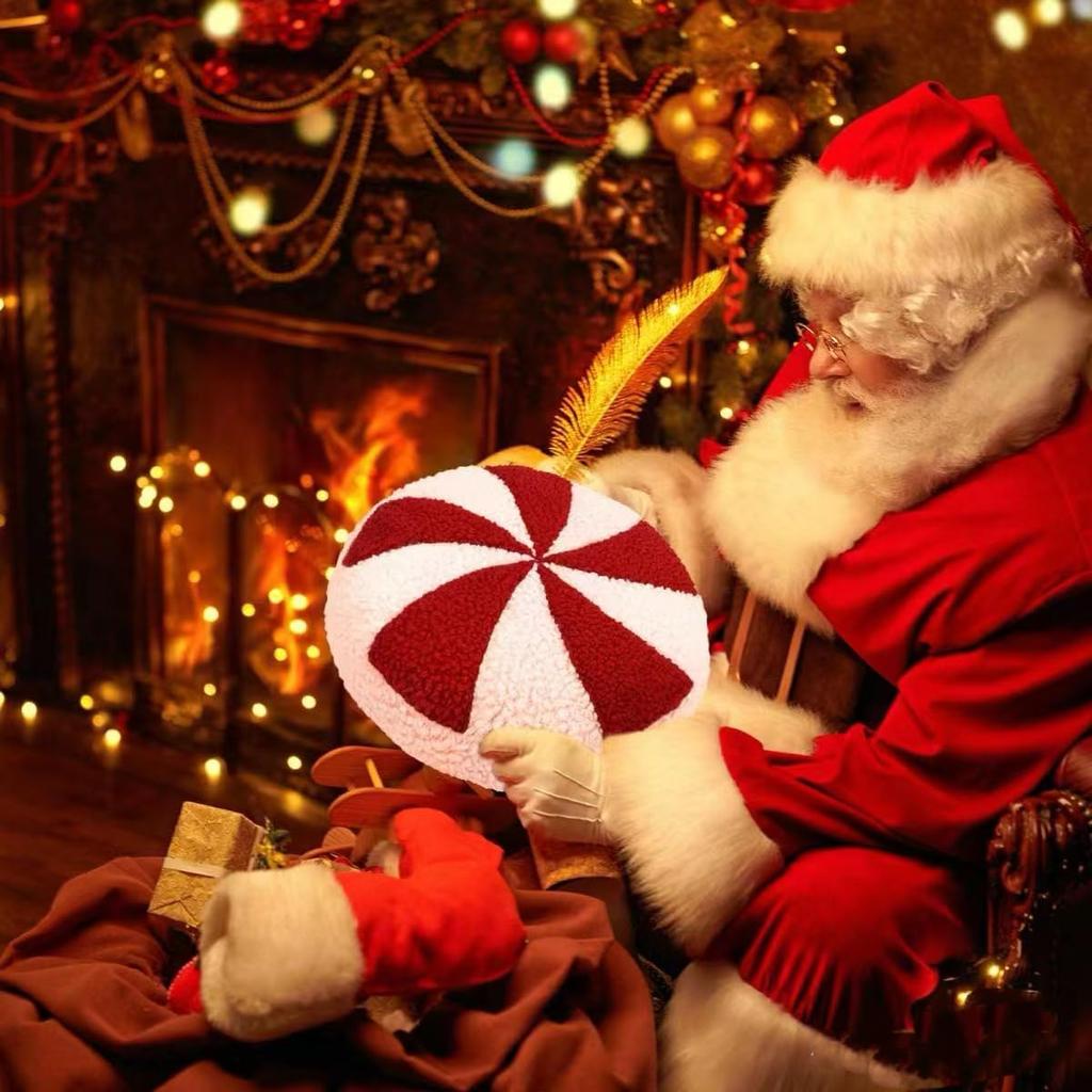 Candy Cane Pillow, Christmas Candy Throw Pillow Xmas Red Spiral Lollipop Pillow Cute Sweet Shaped Decorations for Bedroom, Living Room, Winter Home